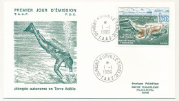 TAAF - Env FDC - 1,70 Plongée Autonome - Obl Dumont D'Urville T.Adélie - 1/1/1989 - FDC