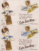 Lot De 2 Buvards - Cafe San Rivo - Timbres Philatelie Collection - Koffie En Thee