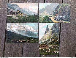 LOT 4 Cartes Série 335 Paysage De Suisse Vache Schweizerische Alpenpost / JULIER-STRASSE,DIE CÄSAR-SÄULEN SWITZERLAND - Risch-Rotkreuz