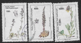 CYPRUS TURKEY 1990 PLANTS TRIO TO 1000TL - Used Stamps