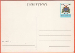 SAN MARINO - 1978 - CP44 - 130 Stemma - Cartolina Postale - Intero Postale - Nuovo - Postal Stationery