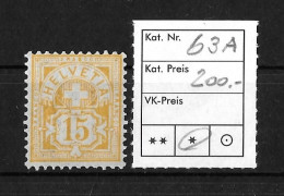 1882 - 1889 ZIFFERMUSTER  Faserpapier Form A     ►SBK-63A* / CHF 200.-◄ - Unused Stamps
