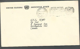 58246) UN Emergency Force Postmark Cancel 1967 Via Montreal CFPO 5049 - Cartas & Documentos