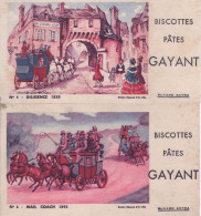 Lot De 2 Buvards - Biscottes Pates Gayant - N°4 Diligence 1830 + N°6 Mail Coach 1892 - Zwieback