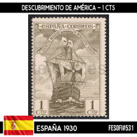 D0258# España 1930. Descubrimiento De América, 1 Cts (MNH) FES#531 - Nuevos