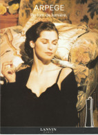 PUBLICITE DE 1989  Parfum Lanvin   Arpège - Andere & Zonder Classificatie