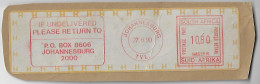 South Africa 1990 Cover Fragment Meter Stamp Hasler Slogan With Label From Johannesburg - Brieven En Documenten