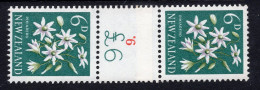 New Zealand 1960-66 Pictorials - Coil Pairs - 6d Clematis - 9 - HM - Neufs