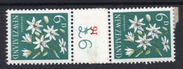 New Zealand 1960-66 Pictorials - Coil Pairs - 6d Clematis - 16 - HM - Neufs