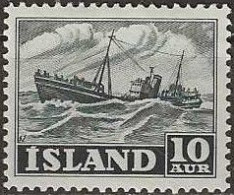 ICELAND 1950 Ingolfur Arnarson (trawler) - 10a. - Grey MH - Unused Stamps