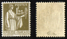 N° 287 1,25F Olive PAIX Neuf N** TB Cote 215€ Signé Calves - 1932-39 Paz