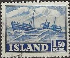 ICELAND 1950 Ingolfur Arnarson (trawler) - 1k.50 - Blue FU - Gebruikt