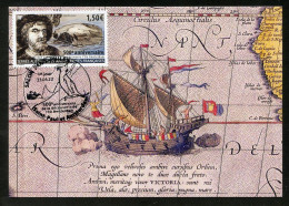 TAAF (2022) Carte Maximum Card - Juan Sebastián Elcano Découvre L'île Amsterdam à Bord Du Nao Victoria, 1522 500e Anniv. - Autres & Non Classés