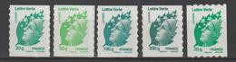 France 2011 Marianne De Beaujard 604 à 607 + Roulette 608, 5 Val ** MNH - Neufs