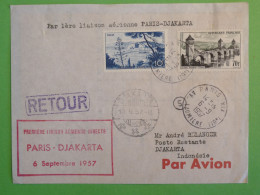 BS16  FRANCE  BELLE LETTRE RR 1957  1ERE LIAISON PARIS  JAKARTA INDONESIE + + AFFR. PLAISANT++ ++ - First Flight Covers