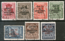 EGEO (AEGEAN) = RODAS = COLONIA ITALIANA Serie X 7 Sellos Con SOBRETASA Año 1943 – Valorizada En Catálogo U$S 37.50 - Aegean (Rodi)