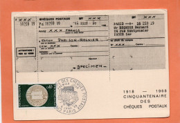 LA POSTE. CINQUANTENAIRE Des CHEQUES POSTAUX En 1968  Achat Immédiat - Poste & Facteurs