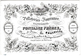 Belgique, "Carte Porcelaine" Porseleinkaart, Fontaine Freres, Pelleteries, Fourures, Bruxelles Dim:128x87 Mm, - Porcelaine