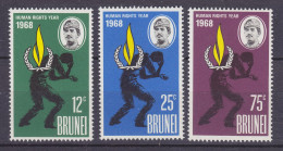 Brunei 1968 Mi. 139-41, Internationales Jahr Menschenrechte Human Rights Complete Set, MNH** - Brunei (...-1984)