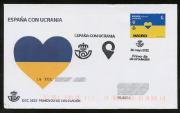 ESPAÑA (2022) ESPAÑA CON UCRANIA, Spain With Ukraine, Correos & Ukrposhta, Heart, Coeur, Corazón -First Day Cover France - FDC