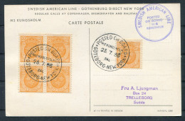 1956 Sweden M/S KUNGSHOLM, Swedish American Line Ship Postcard. Goteborg - New York - Storia Postale