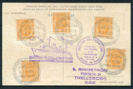 1955 Sweden M/S KUNGSHOLM "World Cruise" Swedish American Line Ship Postcard - Covers & Documents