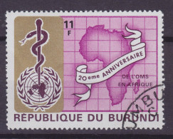 Burundi 1969 Mi. 468A, 11 Fr. Weltgesundheitsorganisation WHO Landkarte Map Äskulastab - Oblitérés