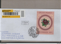 Unusual/odd Embroidery Rose Registered FDC First Day Cancel RARE Austria - Oddities On Stamps