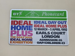 United Kingdom-(BTA029)-IDEAL HOME PLUS-(20units)-(60)-(111H01448)-price Cataloge0.50£-used+1card Prepiad Free - BT Emissions Publicitaires