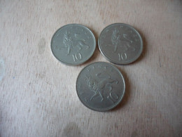 3 X 10 New Pence  Elizabeth II 2e Effigie - 10 Pence & 10 New Pence