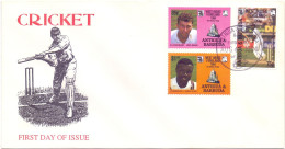 1994 Antigua And Barbuda 100 Years Of English Cricket Tour To WI 3v Stamp FDC Cricketer Atherton Richardson Richards - Cricket