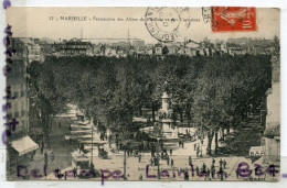 - 52 -  MARSEILLE - Perspective Des Allées De Meilhan Et Des Capucines  Peu Courante, Tramway, écrite, 1912, TBE, Scans. - Canebière, Centro