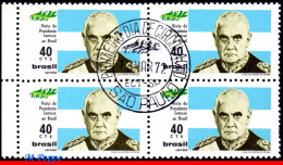 Ref. BR-1214-QC BRAZIL 1972 - VISIT ALEJANDRO A.LANUSSE,PRESIDENT ARGENTINA, CANCELED 1ST DAY, FAMOUS PEOPLE 4V Sc# 1214 - Used Stamps