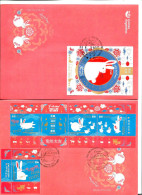 #75251 ARGENTINA 2023 CHINA LUNAR RABBIT NEW YEAR SOUVENIR SHEET+BOOKLET UNUSUAL FLOCKAGE COATING FDC - Neufs