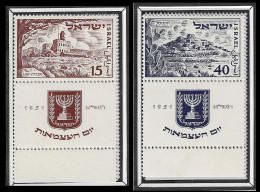 ISRAEL ISRAELE Israel 1951 FULL TABS 3rd Anniv. Of The State Y.T. 43/44 ** MNH ** -- Postfris  PERFECT  Set - Ongebruikt (met Tabs)