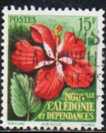 NOUVELLE CALEDONIE NEW NUOVA CALEDONIA 1958 FLORA FLOWERS FLEURS FIORI HIBISCUS 15fr OBLITERE' USED USATO - Used Stamps