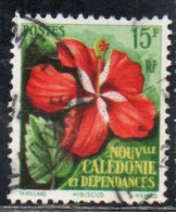 NOUVELLE CALEDONIE NEW NUOVA CALEDONIA 1958 FLORA FLOWERS FLEURS FIORI HIBISCUS 15fr OBLITERE' USED USATO - Gebruikt