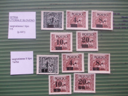 LITORALE SLOVENO SEGNATASSE 1/5  I  E II TIPO MNH 10 VALORI - Yugoslavian Occ.: Slovenian Shore