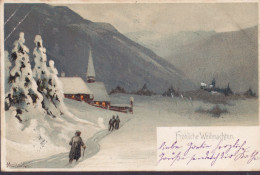 UPU PPC Fröhliche Weihnachten Signed 'Mailick' HASLACH 1901 GMUNDEN (Arr. Cds.) Simple Backside (2 Scans) - Mailick, Alfred