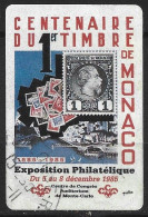 MONACO VIGNETTE CENTENAIRE DU 1ER TPS DE MONACO EXPOSITION PHILATELIQUE DU 5 AU 8 DECEMBRE 1985 OBL - Usados