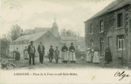 Nassogne, Place De La Poste Et Café Bolle-Millet - Nassogne