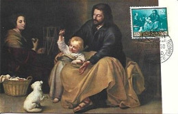 Spain & Maximum Card, Museo Nacional Del Prado,  La Sagrada Familia Par Pajarito Por B. Esteban Murillo 1960 (55677) - Tarjetas Máxima