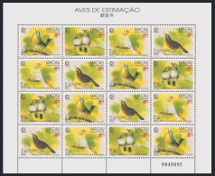 Macau, 1995, Birds, Animals, Fauna, Singapore Stamp Exhibition, MNH Sheet, Michel 814-817 - Blocks & Kleinbögen