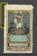 BRAZIL 1922 Philatelic Exhibition Centenario Indepencia De Brazil  Vignette Poster Stamp (*) Mint No Gum NB! Defect! - Esposizioni Filateliche