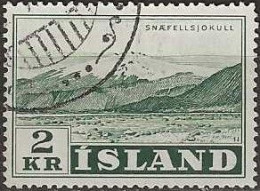 ICELAND 1957 Snaefellsjokull - 2k. - Green FU - Usati