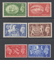 GB Scott 286/291 - SG509/514, 1951 Festival Of Britain High & Low Value Sets MH* - Neufs