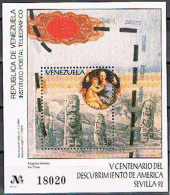 Venezuela 1992, 500th Discovery Of America, Sevilla 92, BF - 1992 – Siviglia (Spagna)