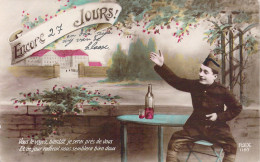 MILITARIA - FANTAISIE - Encore .. Jours - Vin Bouteille - Carte Postale Ancienne - Sonstige & Ohne Zuordnung