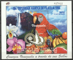 Venezuela 1996, Philaexpo Taipei96, Parrot, Orchid, Fruits, Waterfall, BF - Esposizioni Filateliche