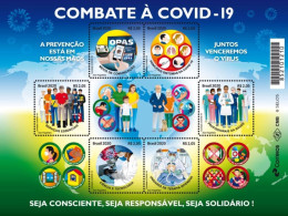 BRAZIL 2020 - FIGHTING CORONAVÍRUS COVID-19 - DISEASE -HEALTHCARE - ILLNESS PREVENTION - BLOCK OF 6 - MINT - Nuovi